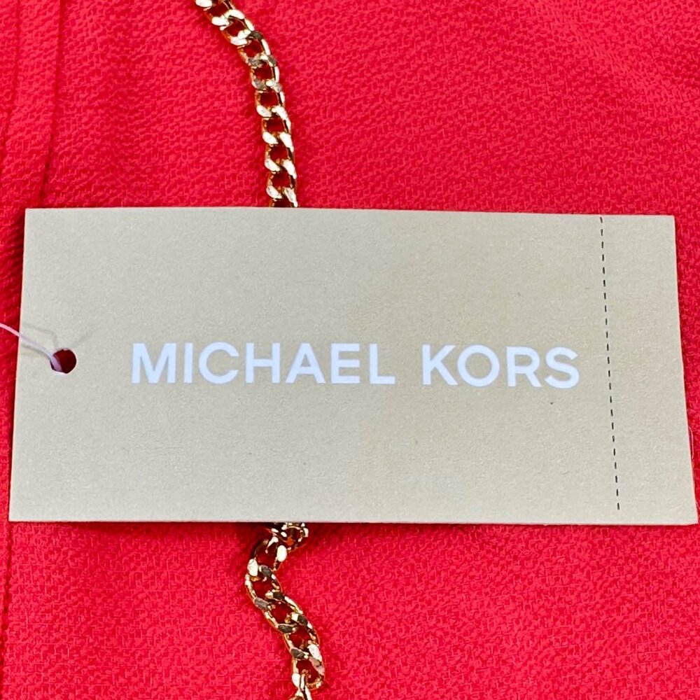 Michael Kors Women's Size Small Dress Short Sleeve Red Gold Chain Detail New - Picture 4 of 14